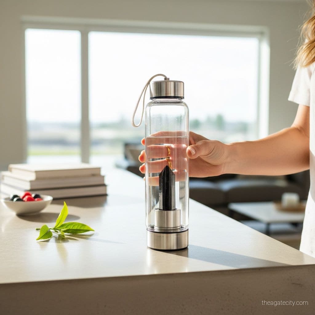 Crystal Water Bottle | Gemstone Bottle | Bottle With Crystal Point - 1