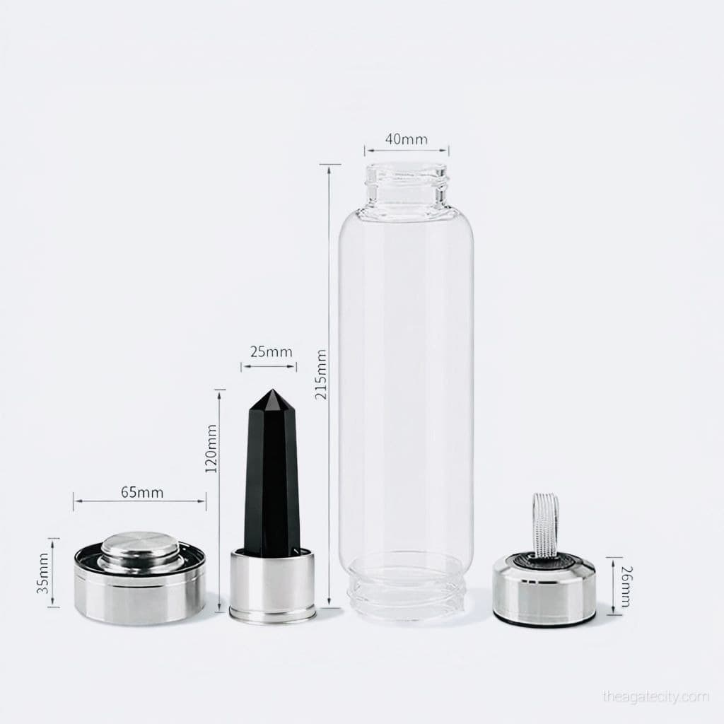 Crystal Water Bottle | Gemstone Bottle | Bottle With Crystal Point - 3