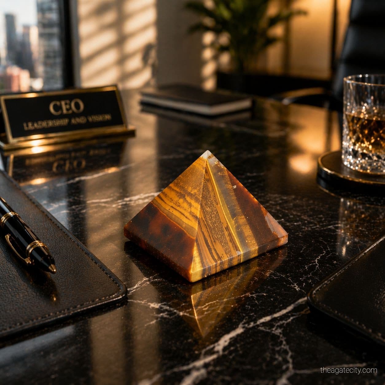 Natural Tiger Eye Stone Pyramid - Polished Crystal Decor  - 100-150 gram - 1
