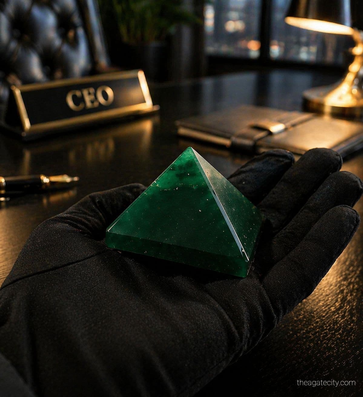 Natural Green Jade Pyramid - Polished Gemstone  - 150-200 - 2
