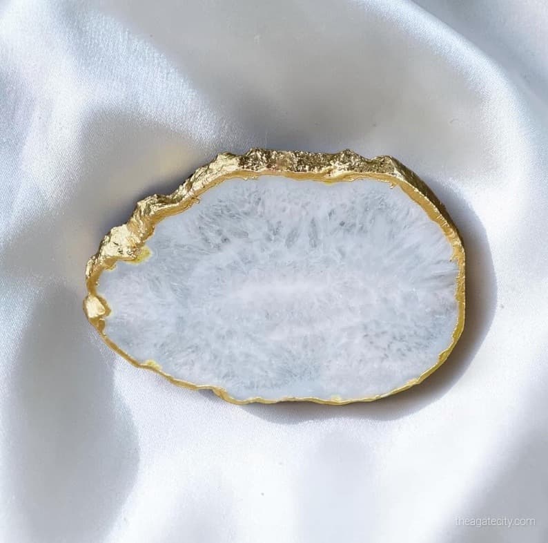 White Agate Coaster Natural Agate Stone  - 1