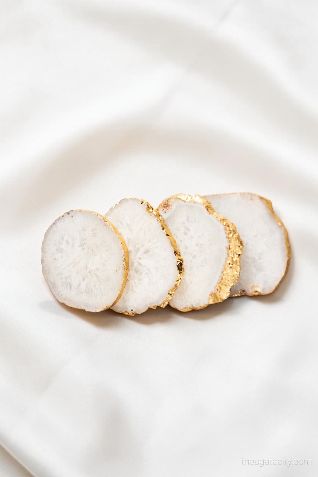 White Agate Coaster Natural Agate Stone  - 3