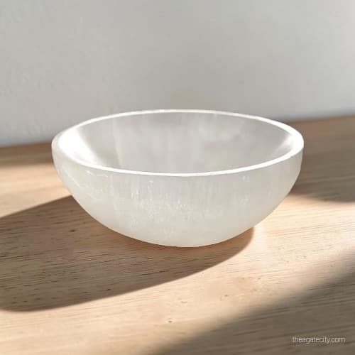 Natural Selenite Crystal Bowl | Hand Carved Round Bowl  - 1