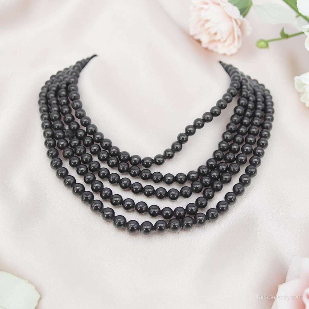 Black Obsidian Stone Beards Line Size 8 Mm - 2