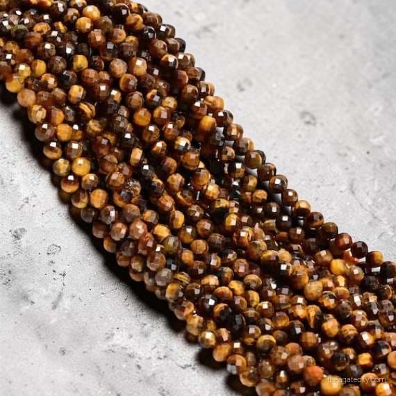Tiger Eye Faceted Beads Line, Handmade Craft Beads Size 8 Mm - 2