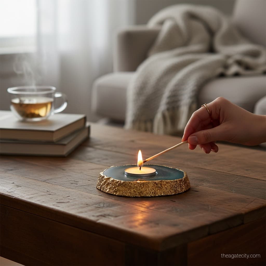 Crystal Agate Candle Holder  - 4 Inch - 1
