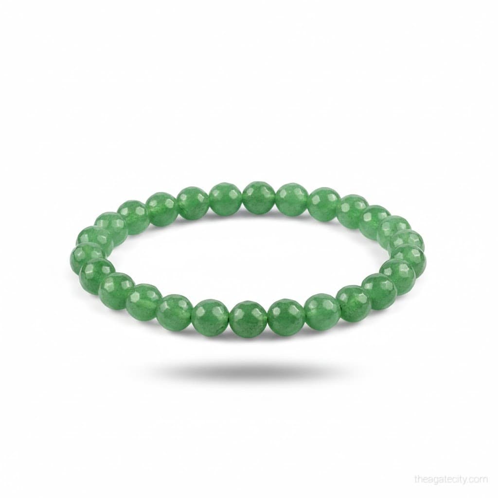 Natural Green Jade Faceted Beads Size 8 Mm Bracelet