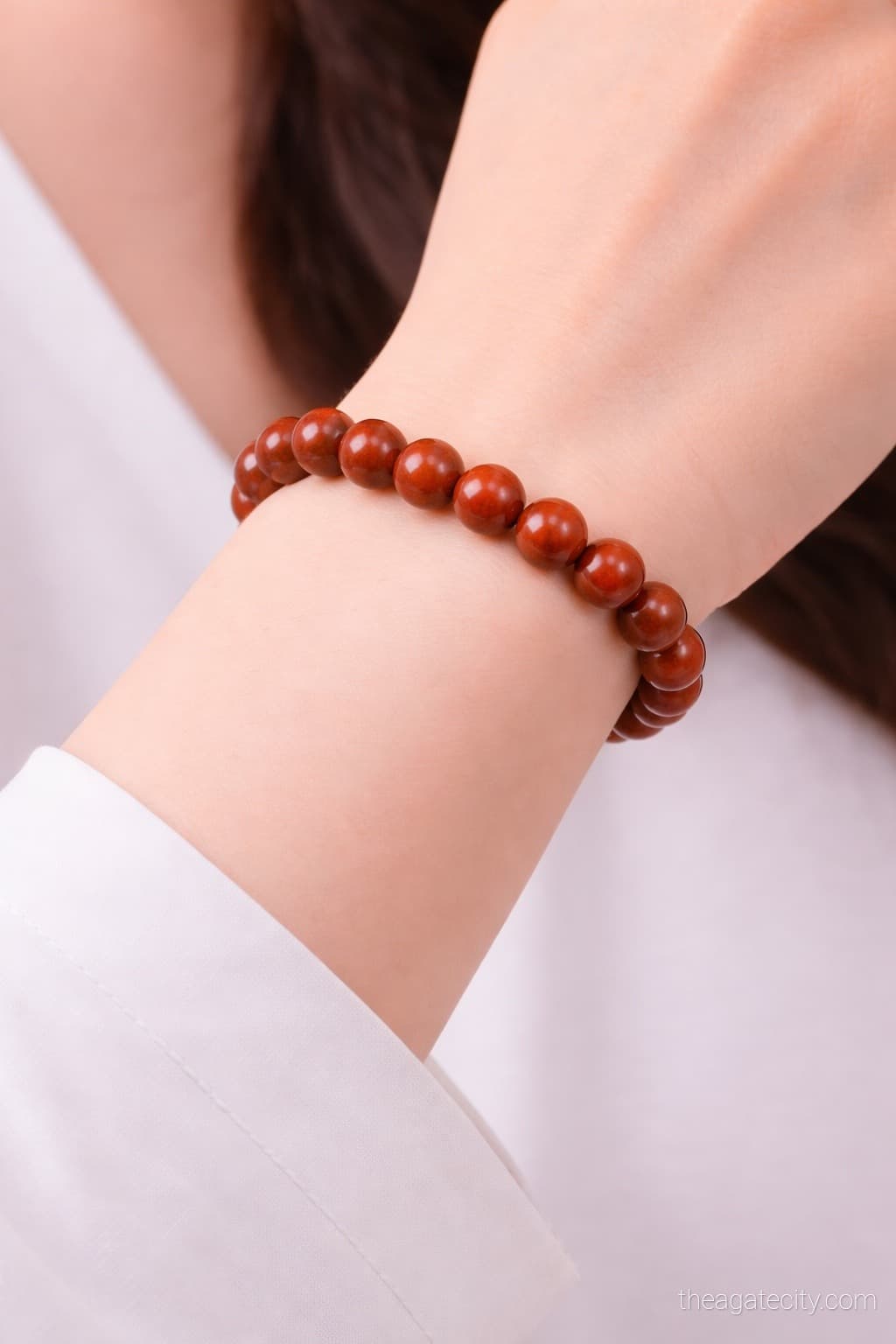 Natural Red Jasper Round Beads Bracelet