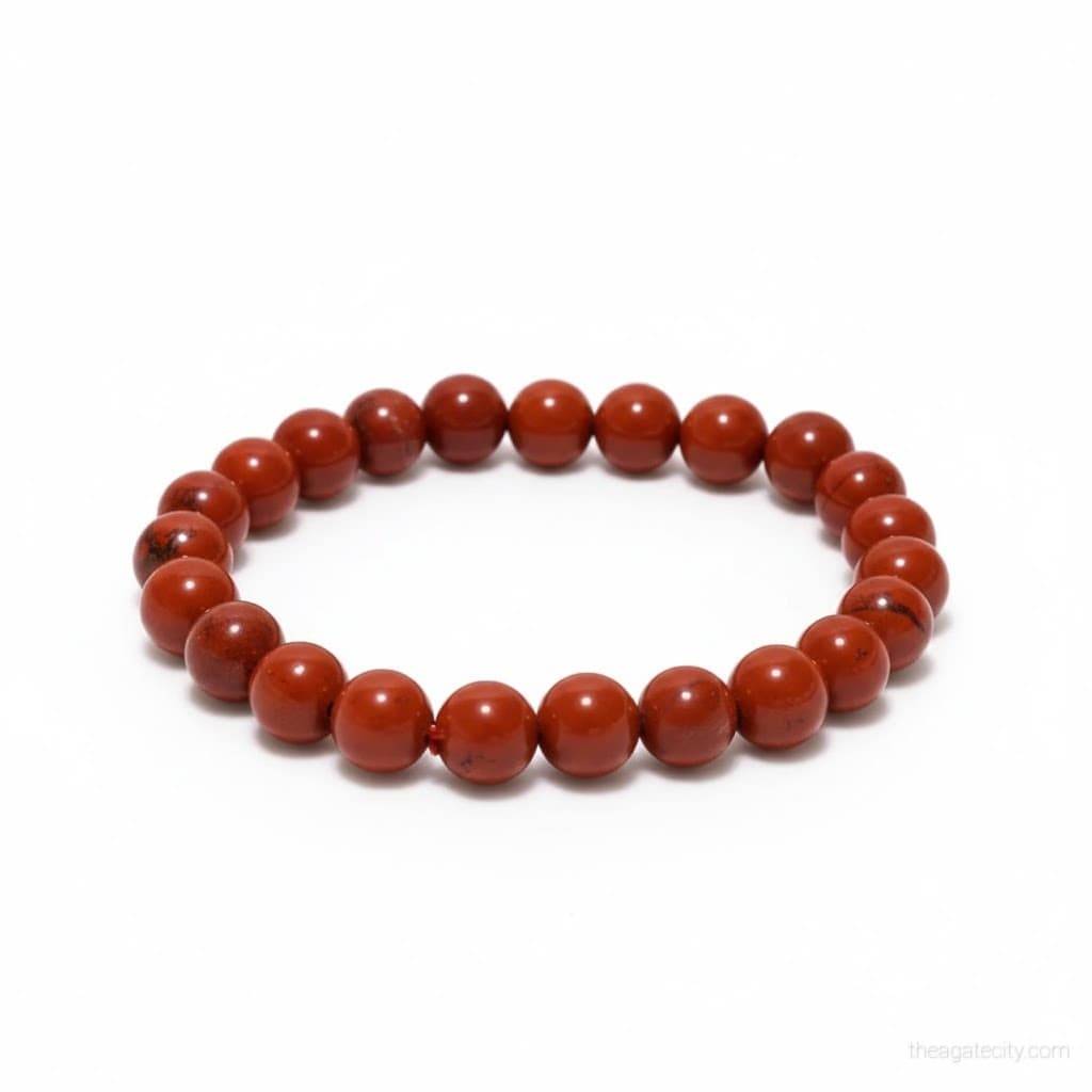 Natural Red Jasper Round Beads Bracelet - 2