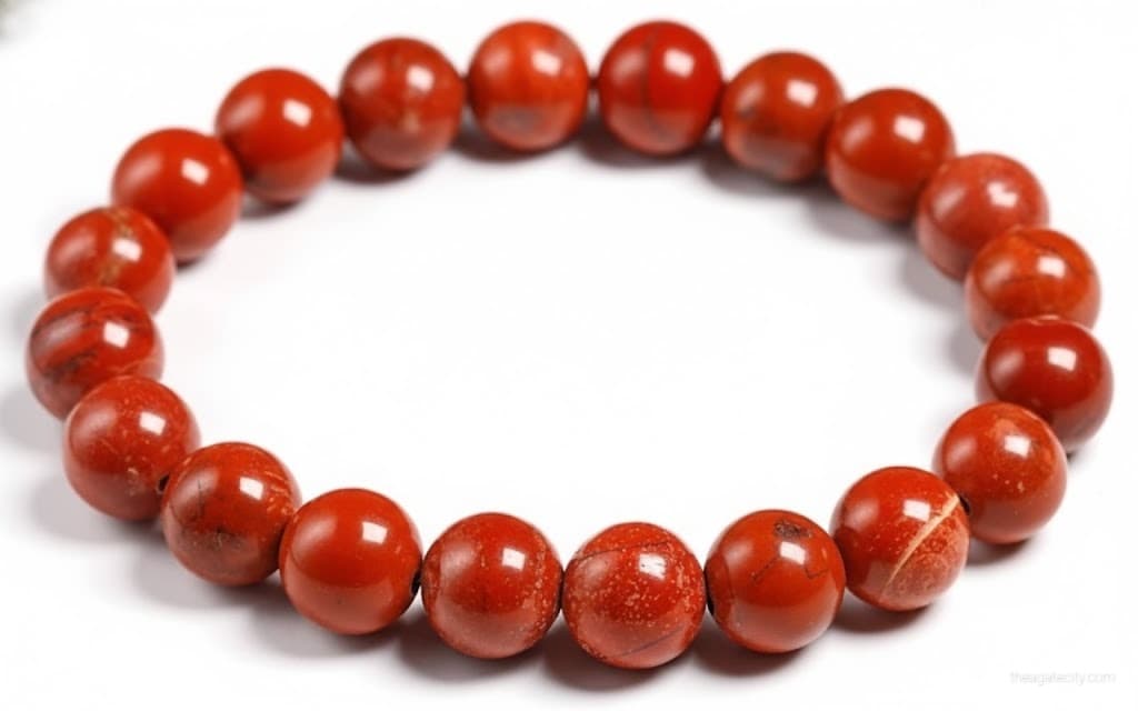 Natural Red Jasper Round Beads Bracelet - 3