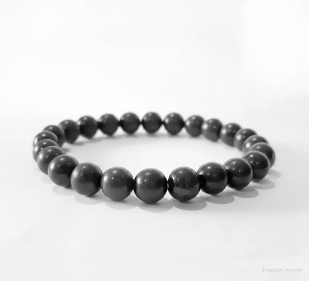 Natural Shungite Stone Beads 8 Mm Size Bracelet