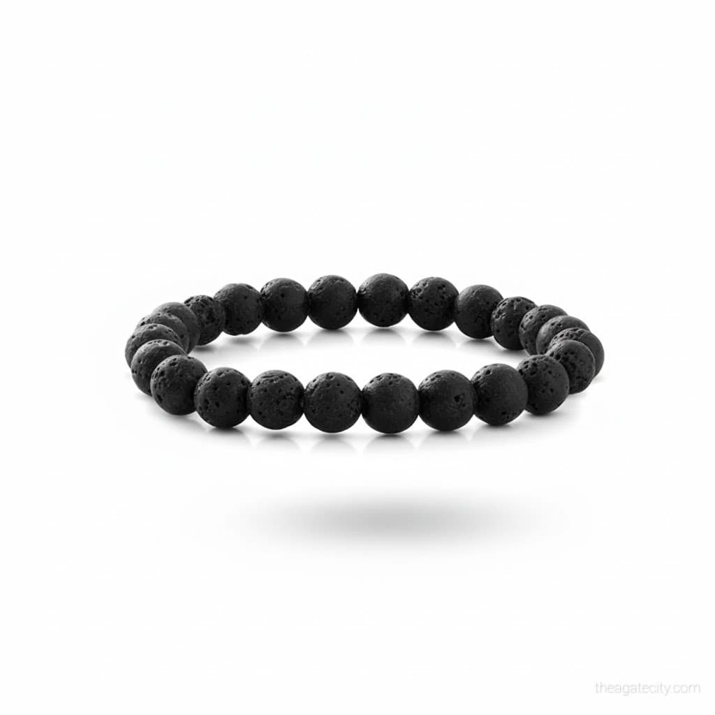 Natural Lava Stone Beads 8 Mm Size Bracelet