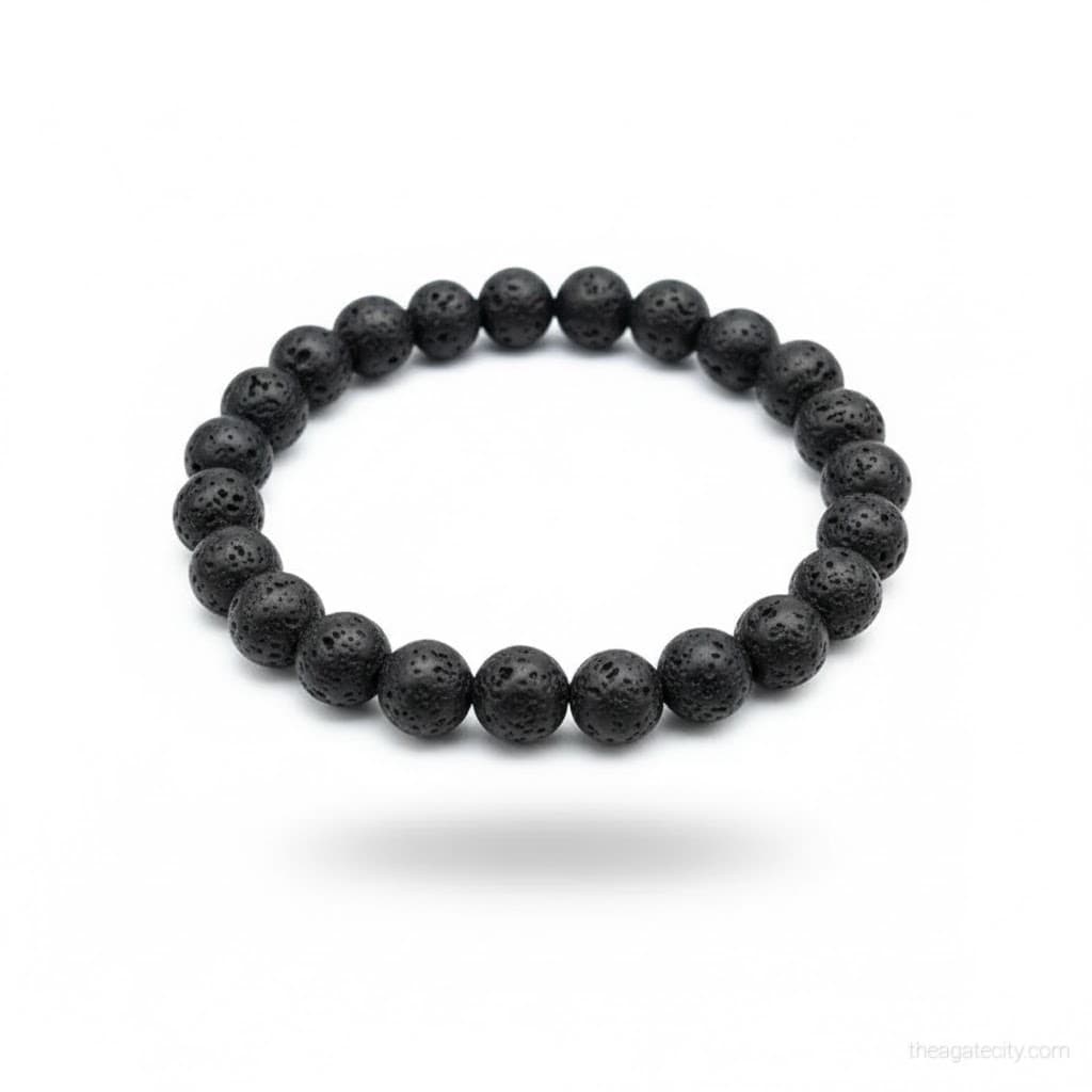 Natural Lava Stone Beads 8 Mm Size Bracelet - 2