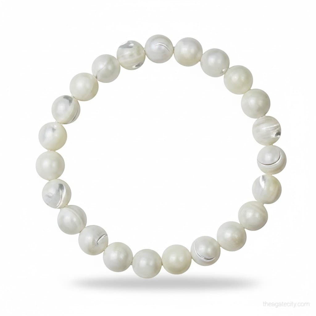 Mother of Pearl Beads Stretchable Bracelet 8MM Size - 3