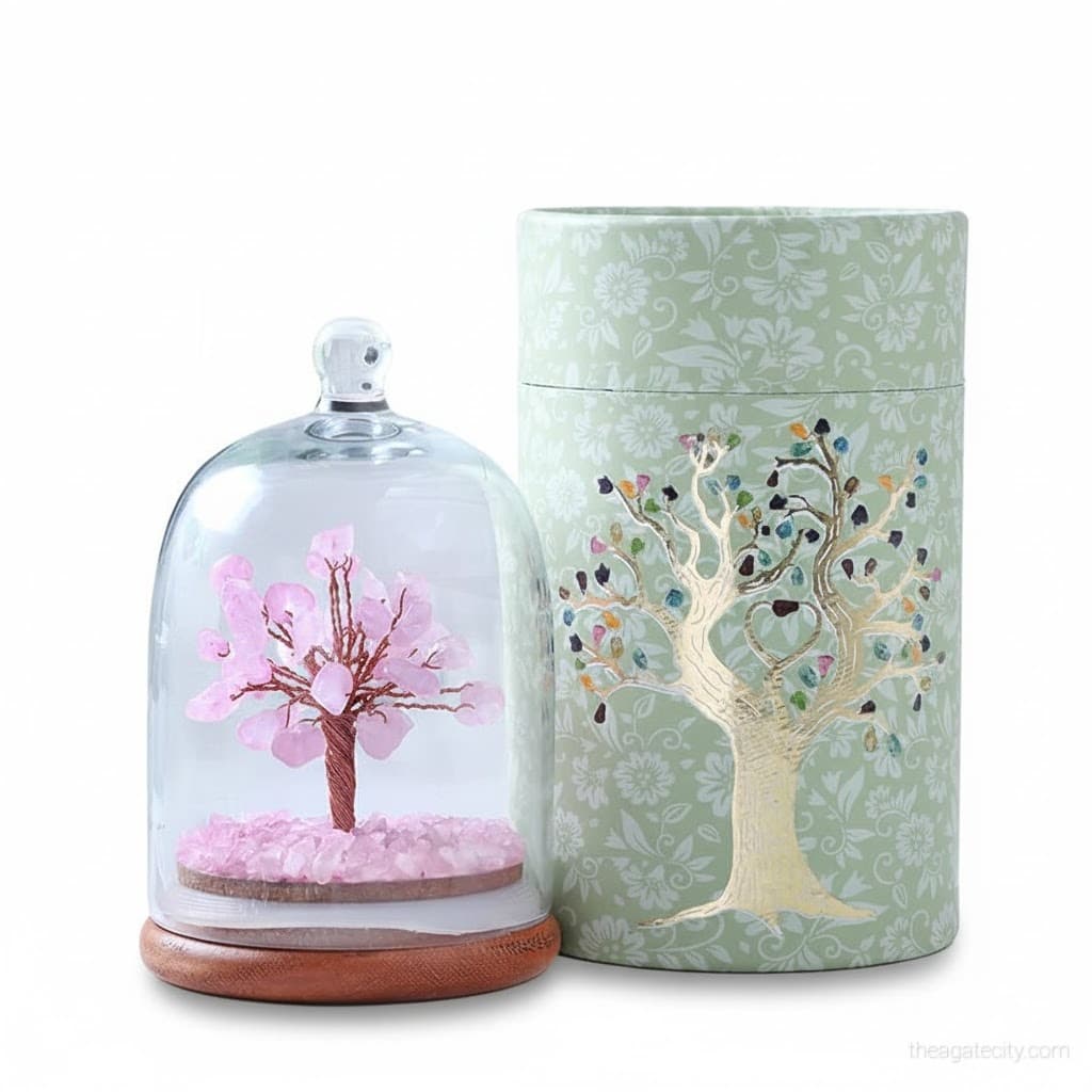 Natural Crystal Roses Stone Dome Tree - 2