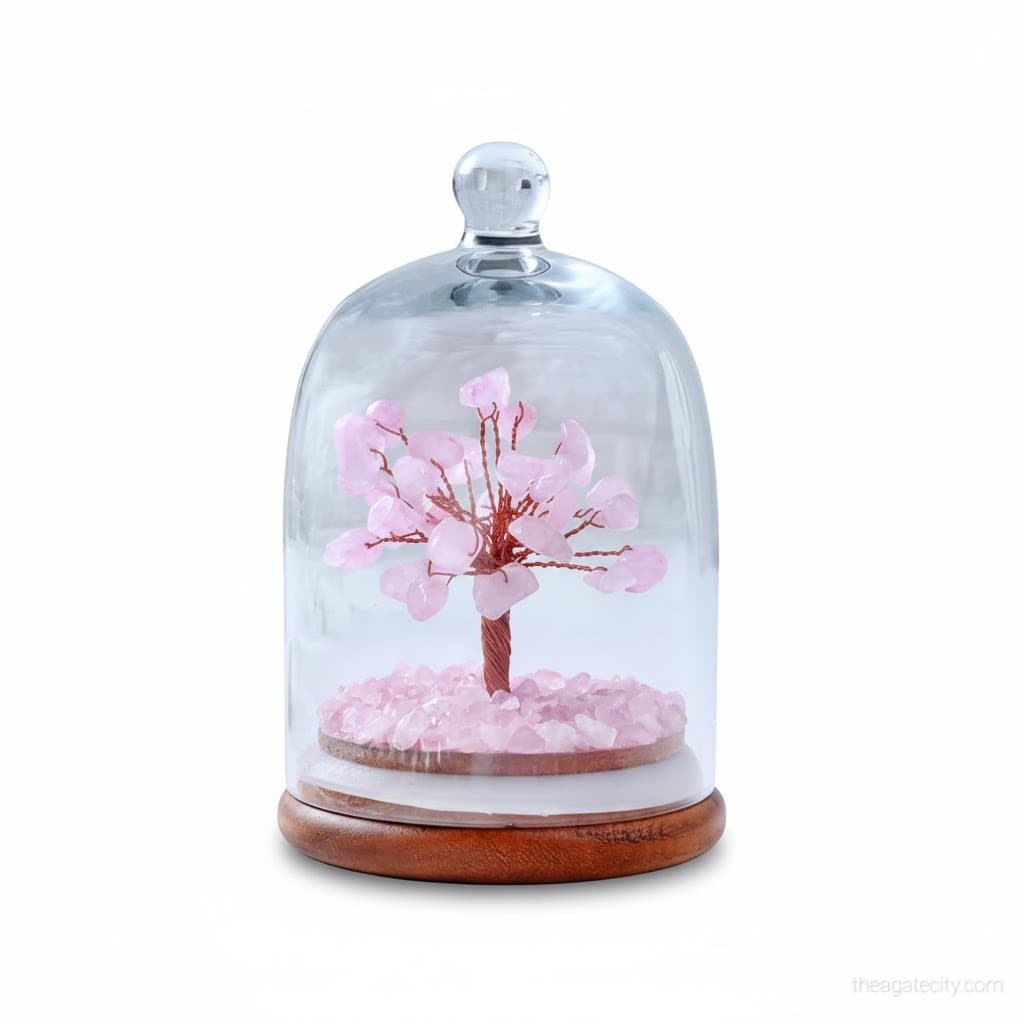 Natural Crystal Roses Stone Dome Tree - 3