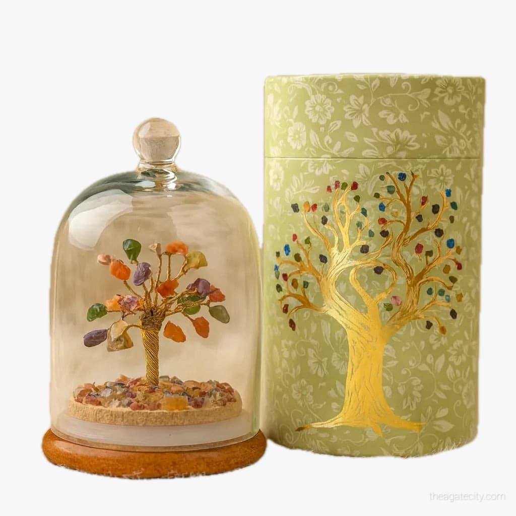 7 Chakra Dome Tree - Decorative Crystal Tree in Glass Dome - 3