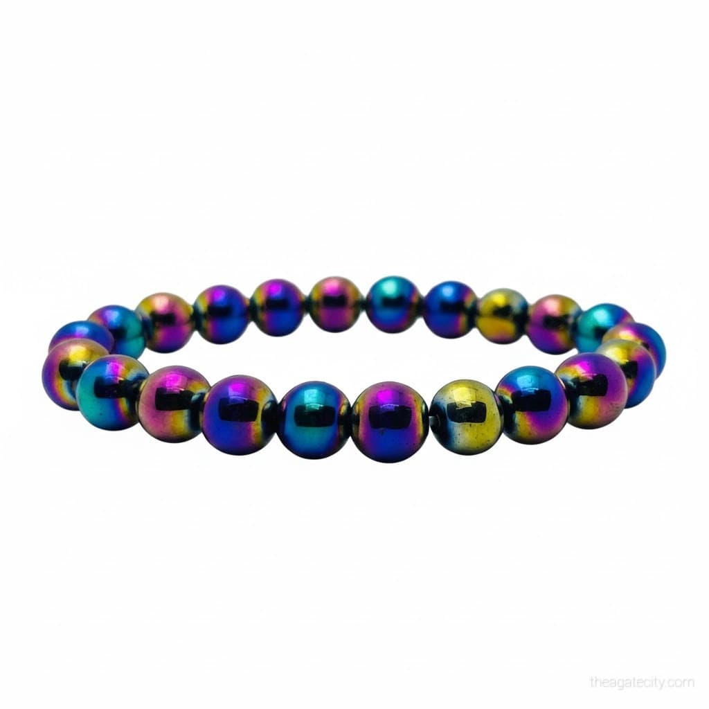 Rainbow Hematite Stone Beads 8 Mm Size Bracelet