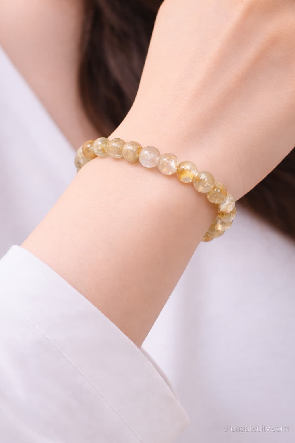 Natural Citrine Beads Stretchable Bracelet - 2