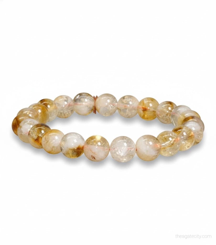 Natural Citrine Beads Stretchable Bracelet - 3