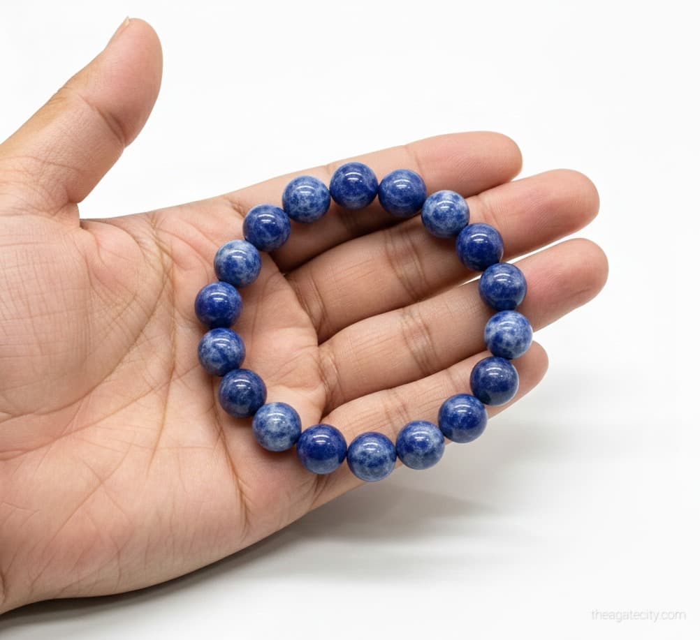 Natural Sodalite 8 mm Smooth Round Gemstone Beads Stretch Bracelet - 2