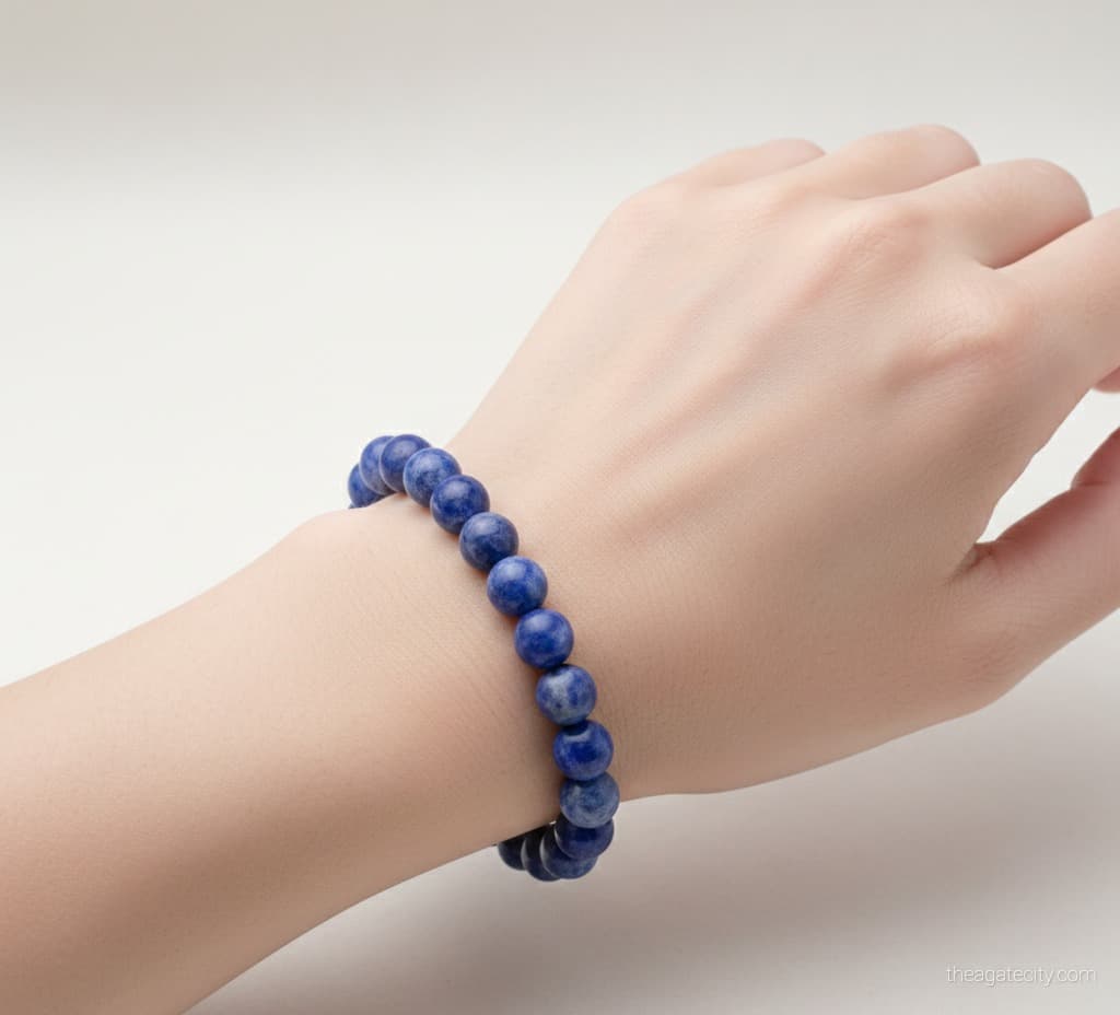 Natural Sodalite 8 mm Smooth Round Gemstone Beads Stretch Bracelet - 3