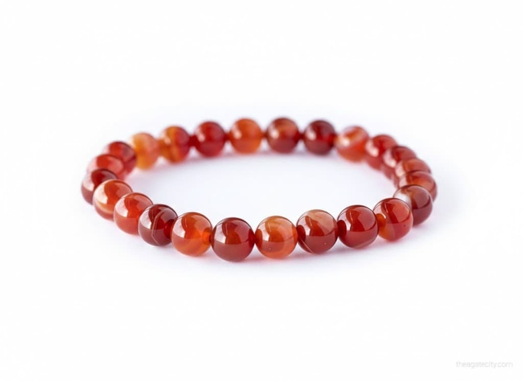 Natural Red Carnelian Stone 8 Mm Size Bracelet