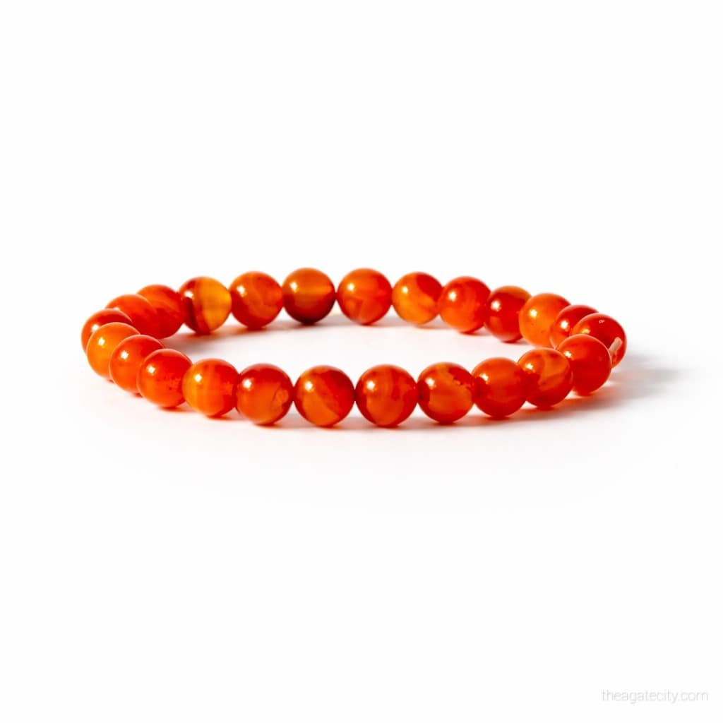 Natural Red Carnelian Stone 8 Mm Size Bracelet - 2