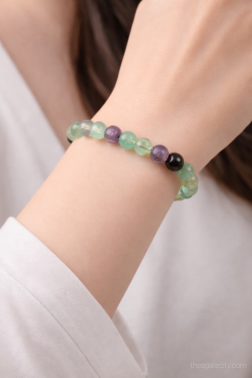 Natural Multi Fluorite Stretchable Beads Bracelet - 3