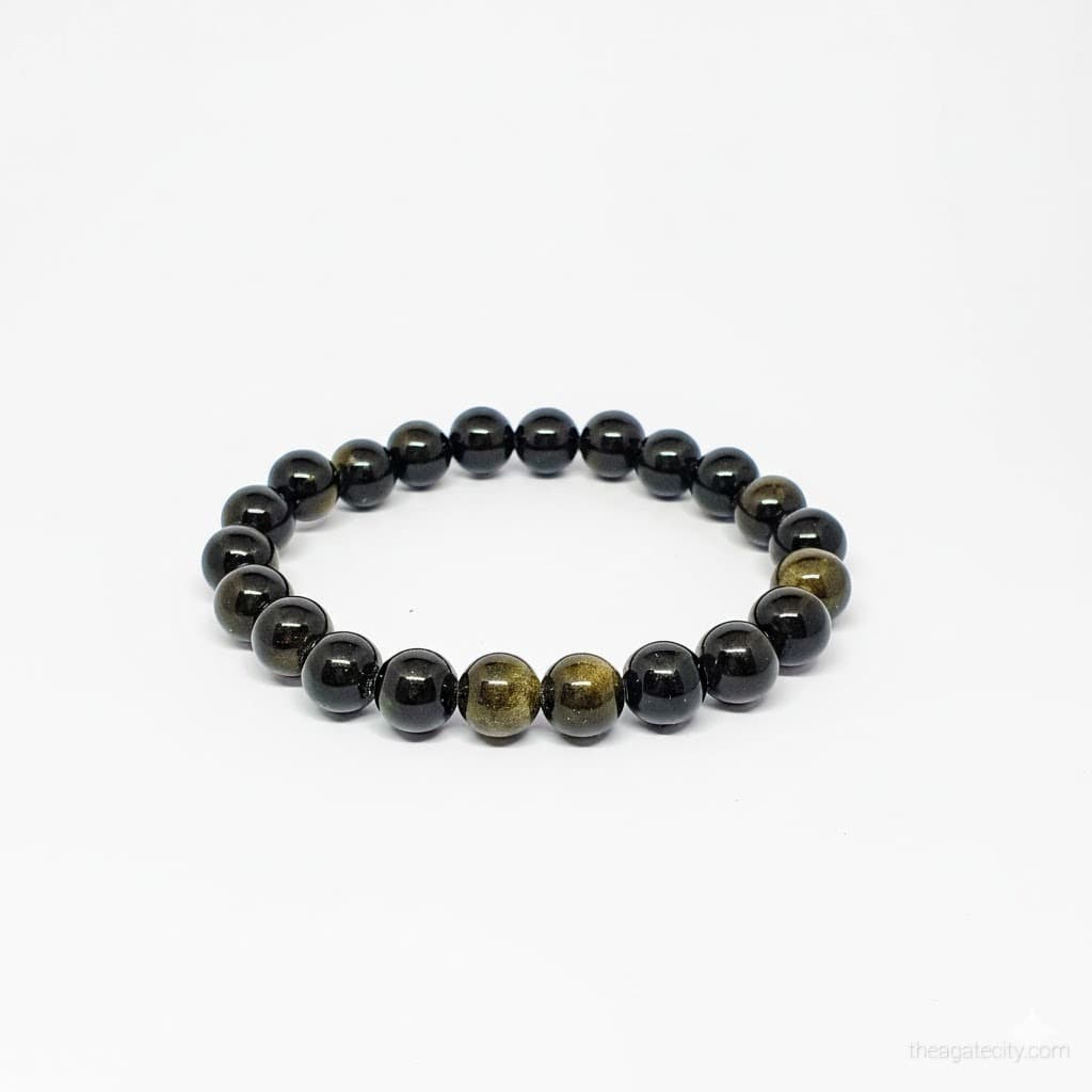 Natural Golden Obsidian Beads 8 Mm Bracelet