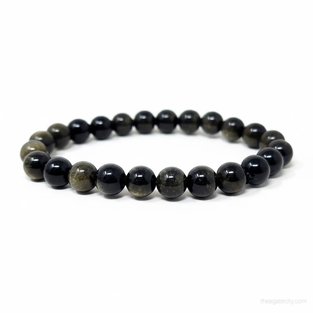 Natural Golden Obsidian Beads 8 Mm Bracelet - 2