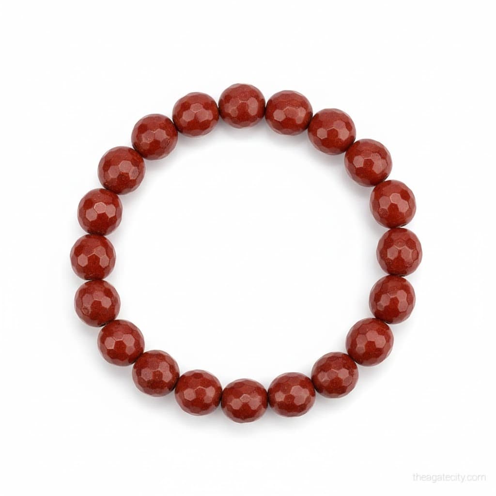 Natural Red Jasper Faceted Beads Size 8 Mm Bracelet
