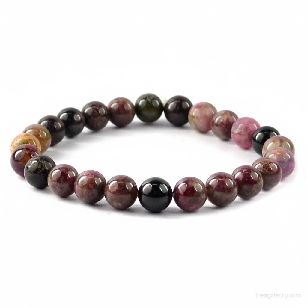 Natural Multi Tourmaline Stone 8 Mm Size Bracelet