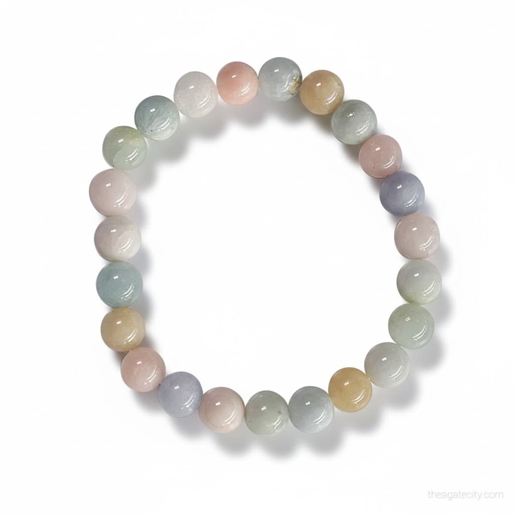 Natural Morganite Stone Bead 8 Mm Size Bracelet