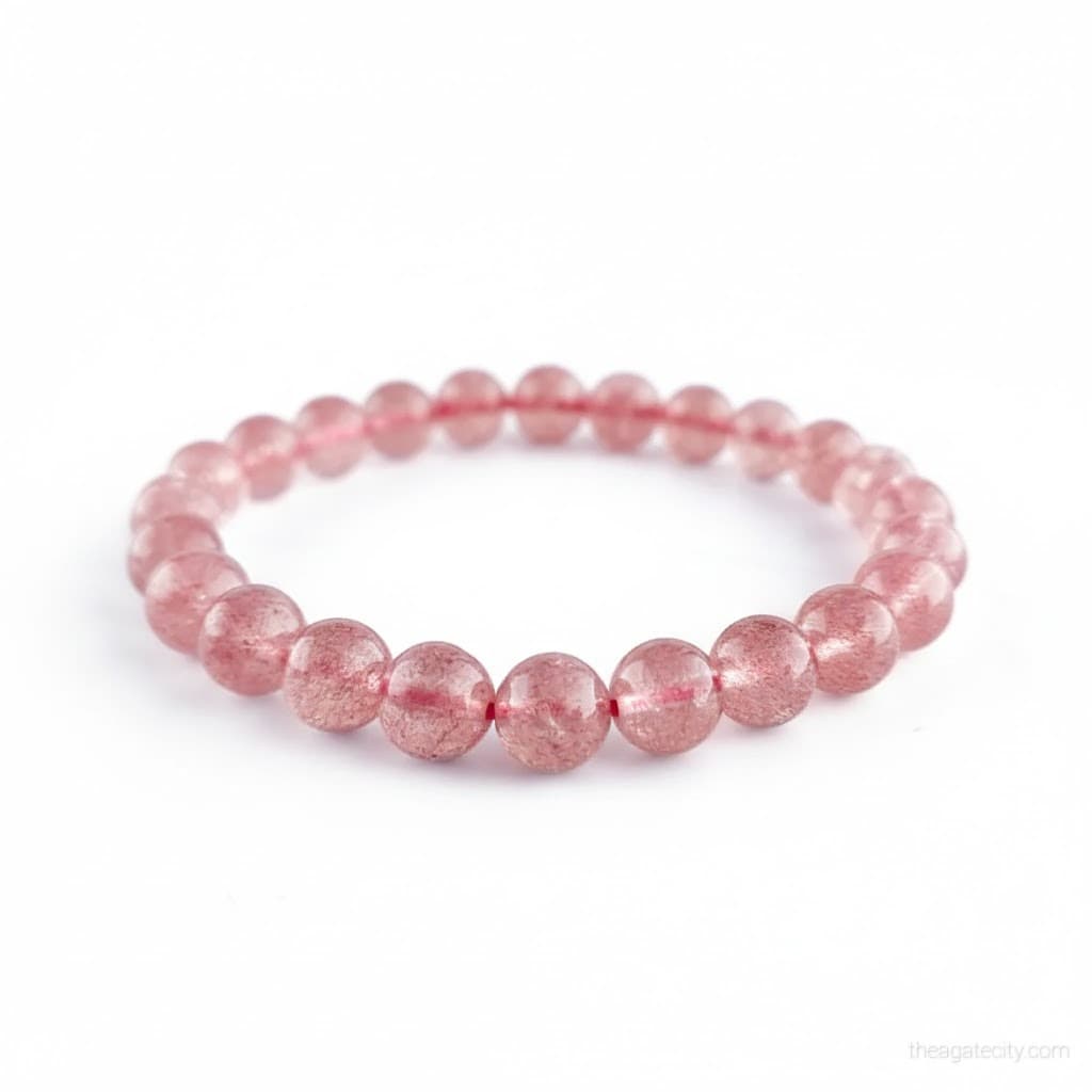 Natural strawberry Quartz Beads Stone 8 Mm Size Bracelet - 2
