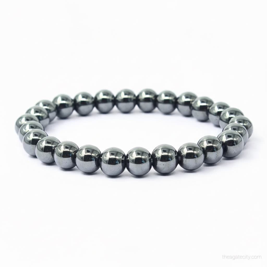 Natural Hematite Stone Beads 8 Mm Bracelet