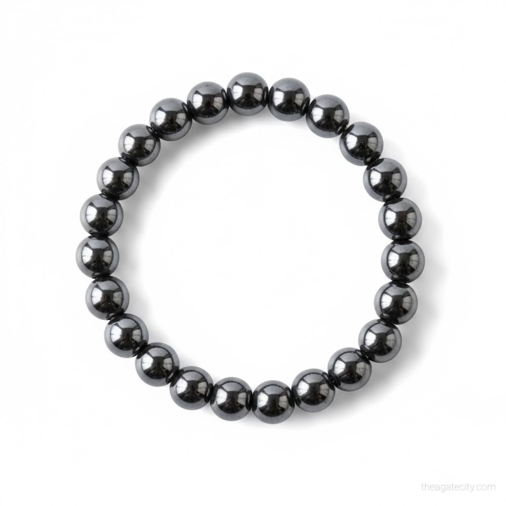 Natural Hematite Stone Beads 8 Mm Bracelet - 2