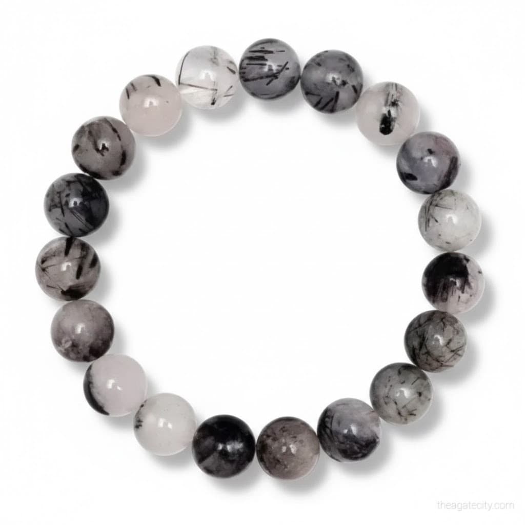 Natural Rutile Quartz Stone Beads 8 Mm Size Bracelet