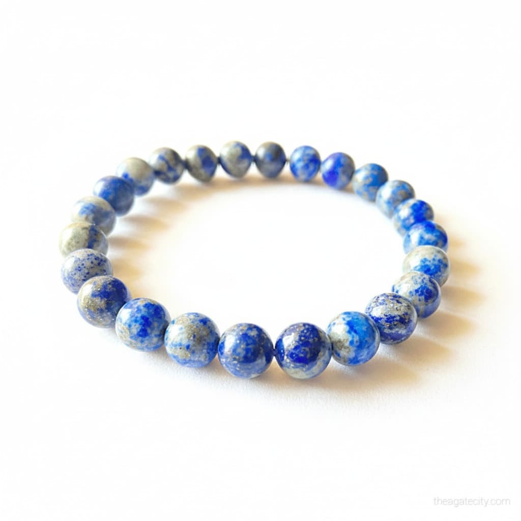 Natural Lepis lazuli Quartz 8 mm Smooth Round Gemstone Beads Stretch Bracelet