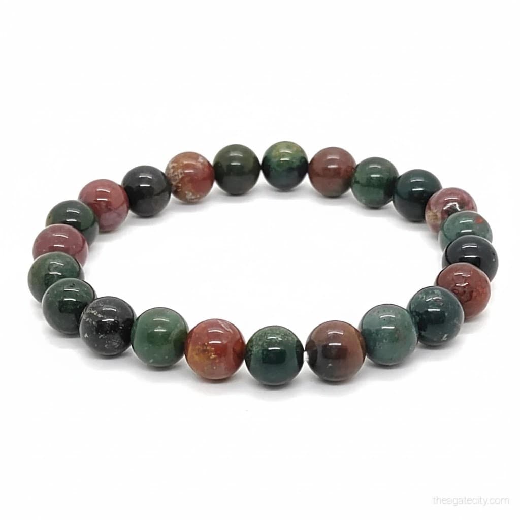 Natural Blood Stone Beads 8mm Size Bracelet - 2