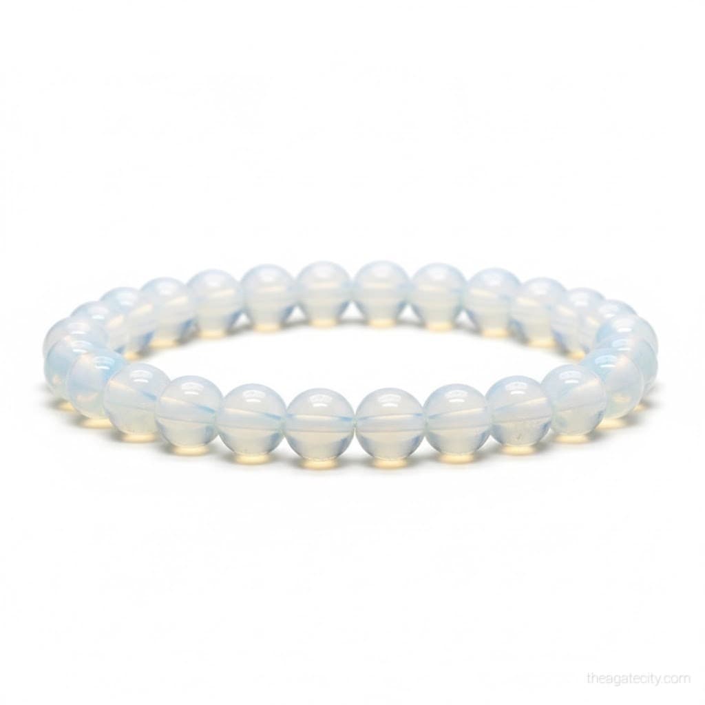 Created Opalite 8MM Smooth Round Beads Bracelet - 2