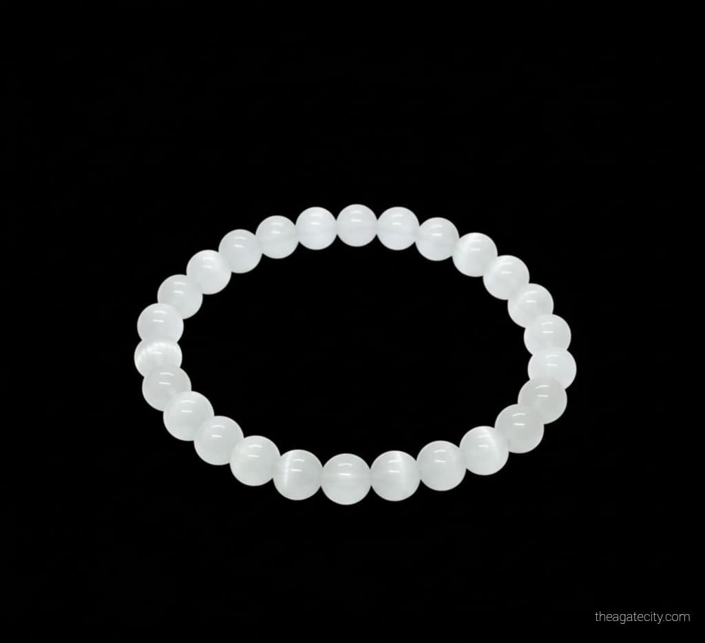 Natural Selenite Round Bead Bracelet
