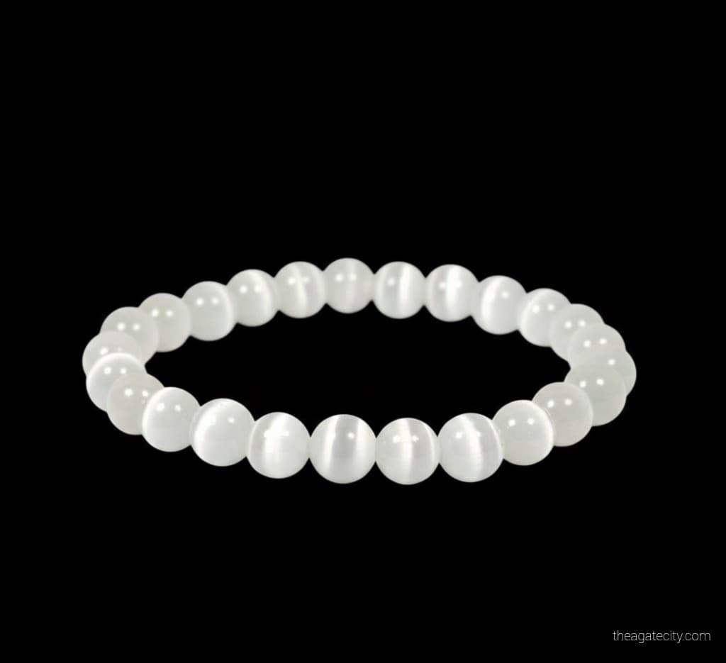 Natural Selenite Round Bead Bracelet - 2