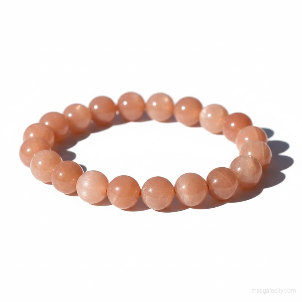Natural Sunstone Stone Beads 8 Mm Size Bracelet - 2