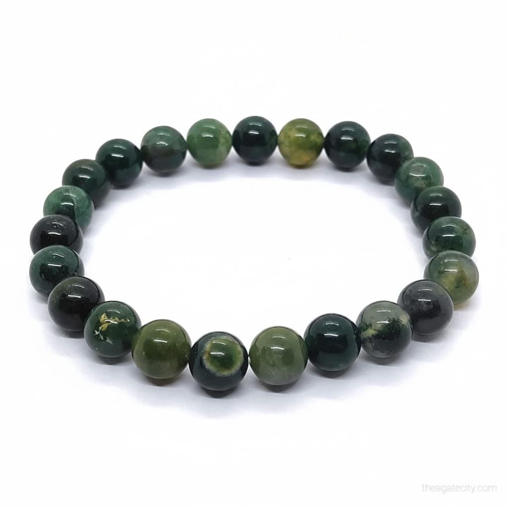 Natural Moss Stone 8 Mm Size Bracelet
