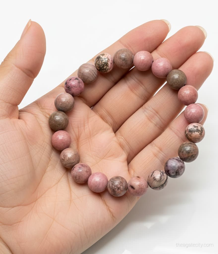 Rhodonite Round Stone Bracelet - 2