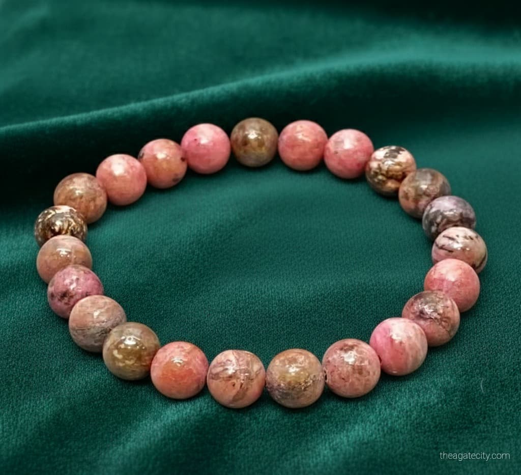 Rhodonite Round Stone Bracelet - 4