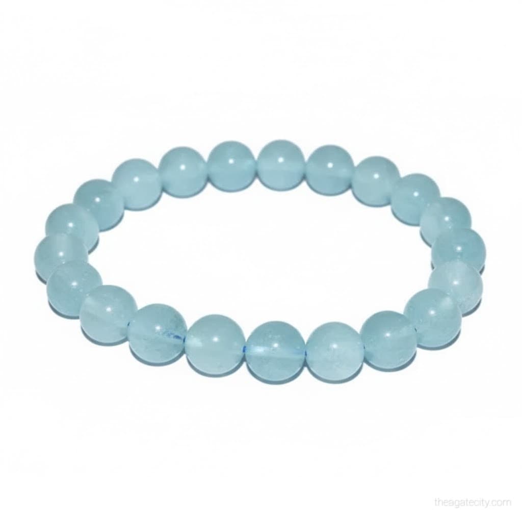 Natural Aquamarine Beads 8mm Size Bracelet