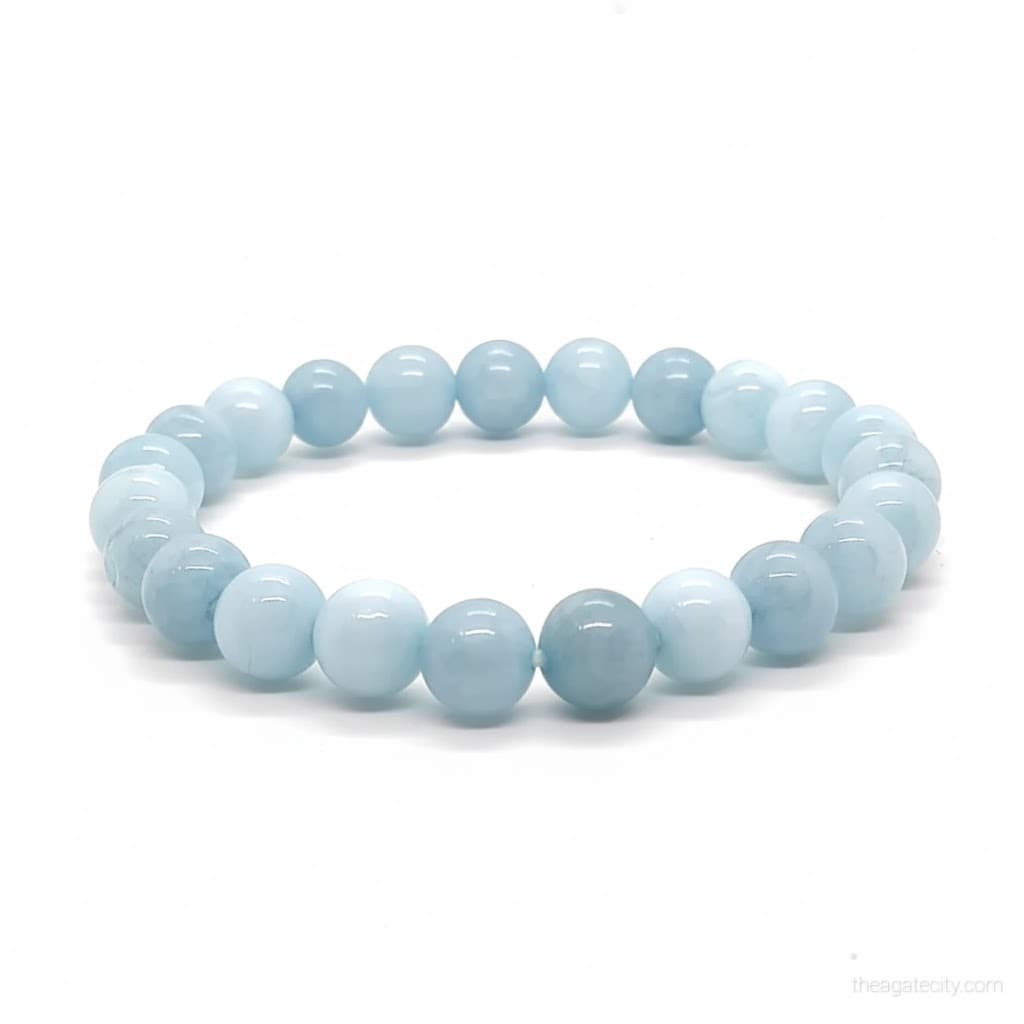 Natural Aquamarine Beads 8mm Size Bracelet - 2