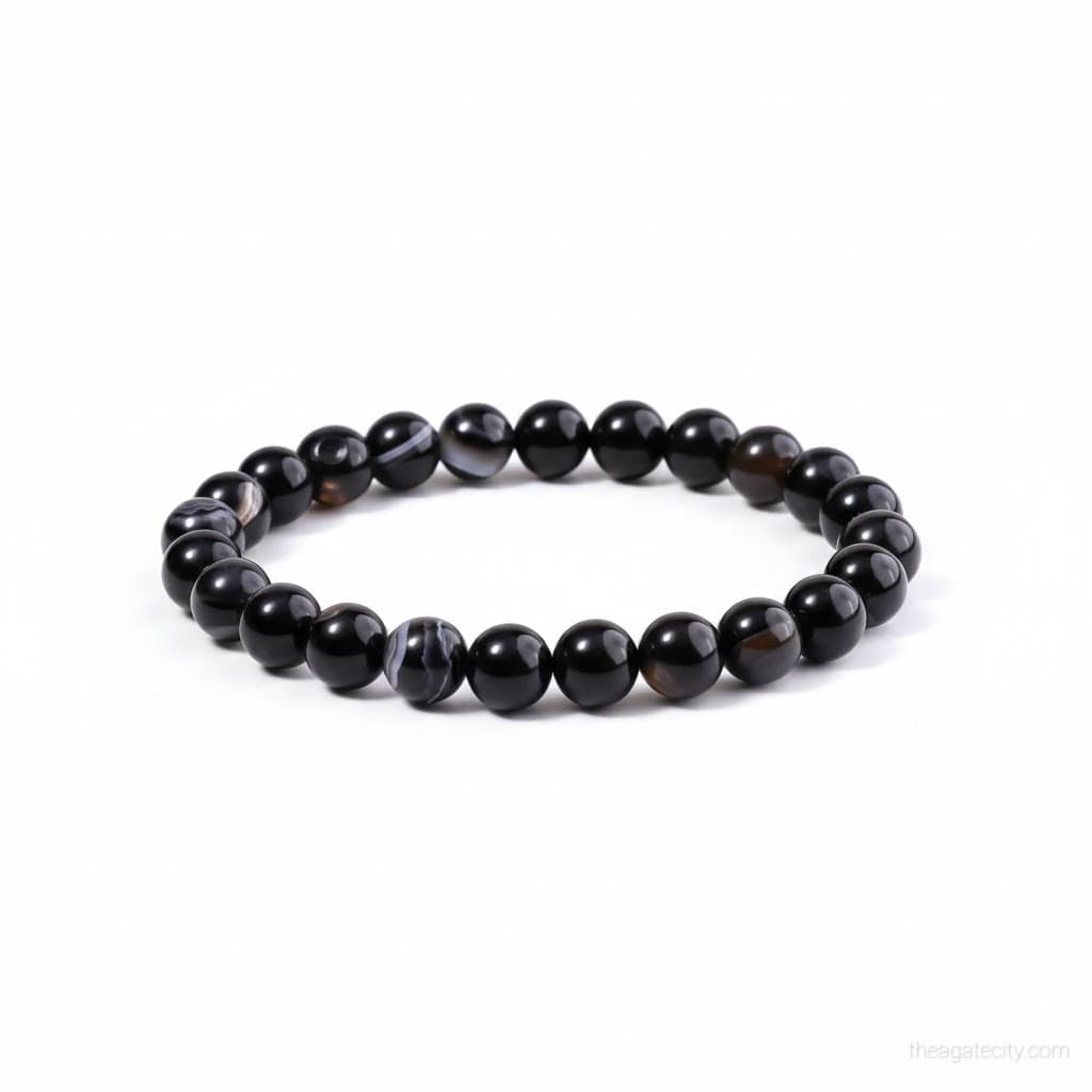 Natural Black Sulemani 8MM Beads Bracelet